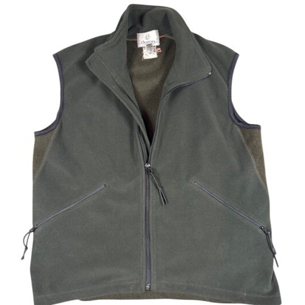 Burton Snowboards Vest Mens M Olive Green Fleece Full Zip Orange Lined Gorpcore